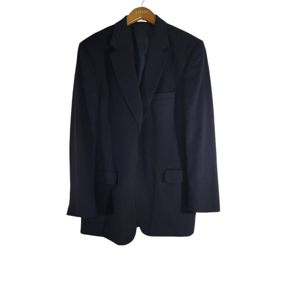 Jos A Bank Cashmere Sport Coat Blazer Mens 44L Black Line Single Vent Pockets